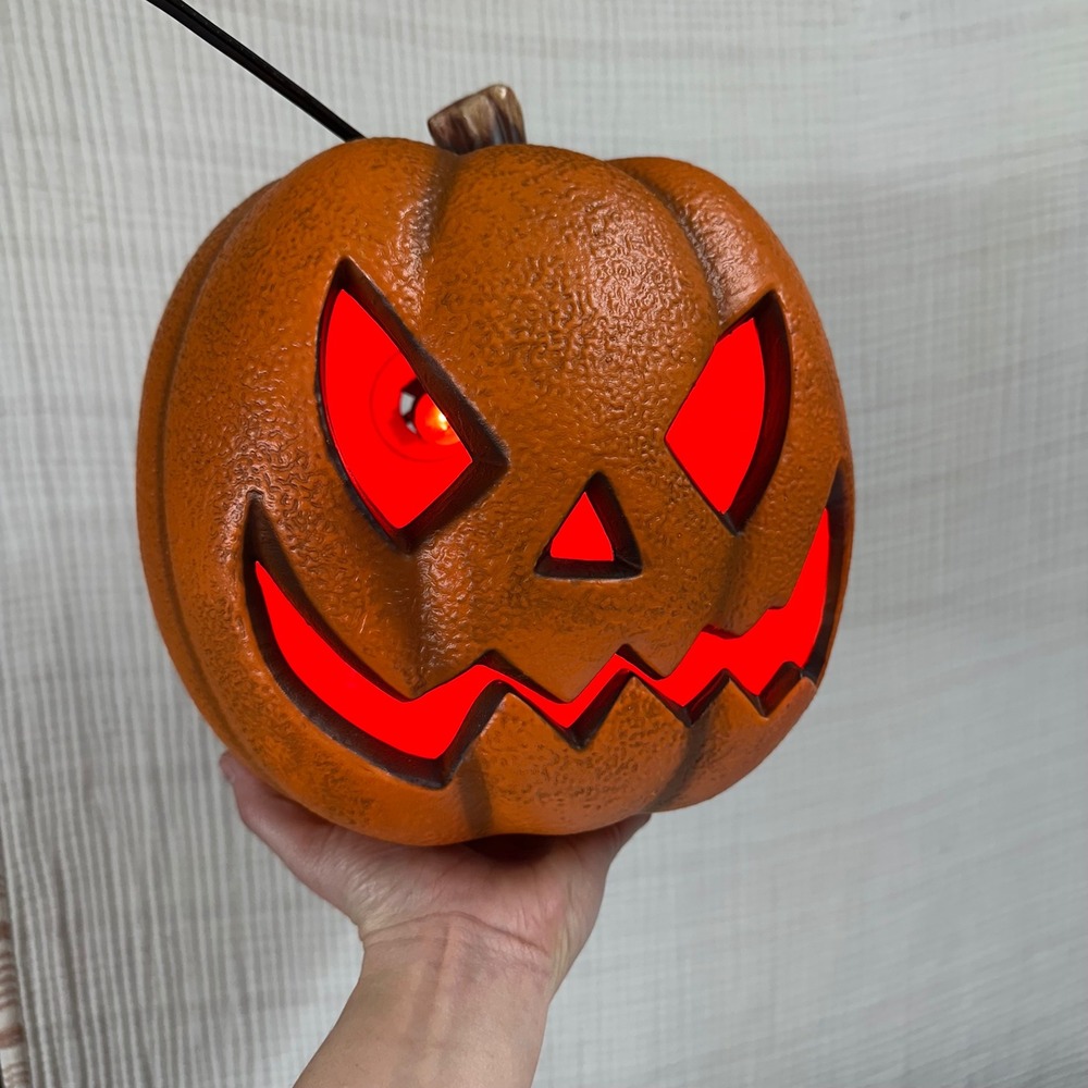 Gemmy 10" Blow Mold Jack O Lantern Lighted Pumpkin Halloween Decoration